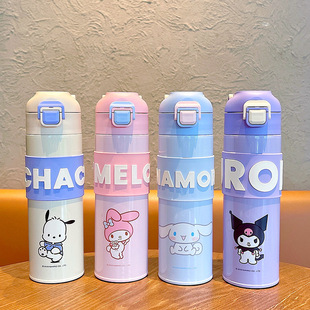 Милый термос Sanrio, студенческий мультяшный термос из нержавеющей стали 316 с высоким цветовым значением, Простая Офисная удобная чашка для девочек