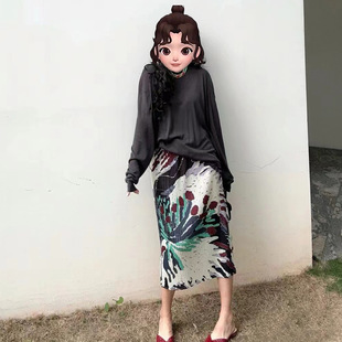 Miyake 2024 Summer Age-reducing Korean Style Gorgeous Fireworks Retro Split One-step Hip Covering Hip Skirt Women