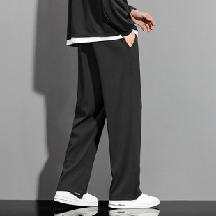 Ice Silk Pants Men's Summer Loose Straight Pendant Wide Leg Pants Ins Fashionable High-end Pants for Boys