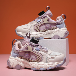 Fujian manufacturer children's shoes girls' shoes 2023 Spring and Autumn new children's rotating buttons sneaker breathable casual running