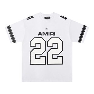 Американский прилив amiri Short-sleeved T-shirt футболки с короткими рукавами для мужчин и женщин, свободные буквы с принтом летом