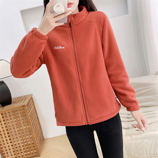 Women's fleece-lined Thickened Fleece Outdoor Set for Spring, Autumn and Winter Women's Windproof Warm Set Collar Liner Sweatshirt Sports and Leisure