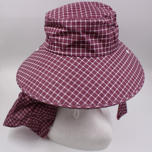 2021 summer big brim Plaid detachable tea picking hat sun protection sun hat household travel shawl neck protection suit