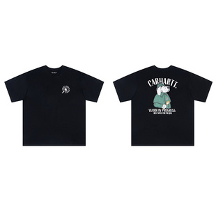 Karhartt carhartt с коротким рукавом футболка с буквами с круглым вырезом Поло рубашка свободная повседневная дикая волна для мужчин и женщин wip