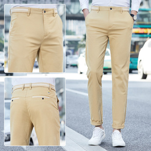 Pants men's new Korean-style slim-fit straight overalls summer cotton men's casual pants trendy all-matching
