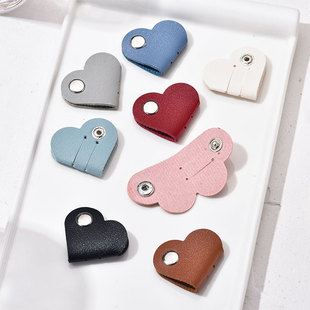 in stock love leather hub winder leather data cable storage device heart earphone storage winder