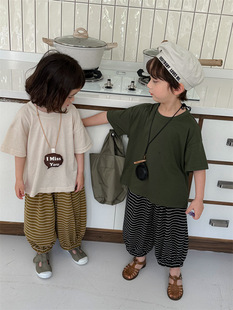 Jiaye Children's 2024 Summer New Children's Back Cartoon Printed Short-sleeved T-shirt for Baby Boys and Girls Cute Top