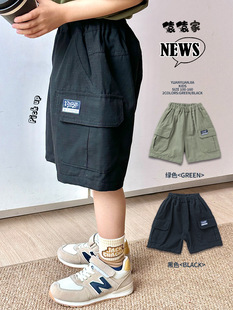 Boys' Pants Pure Cotton Five-point Pants Trendy Brand Children's Wear Mountain Middle and Big Children's Crane Pants 2025 New Summer Children's Shorts