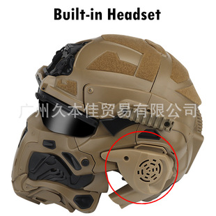 Tactical helmet built-in communication headset anti-fog fan replaceable lens W assault solid color camouflage helmet