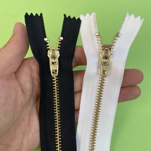 Hehe Zipper No. 4 Metal Copper 15cm Black Cloth Gold Teeth Clothes Pants Bag Handmade Accessories with Lock Zipper