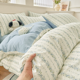 Wholesale cotton four-piece cotton three-piece bed sheet quilt cover student dormitory three-piece bedding