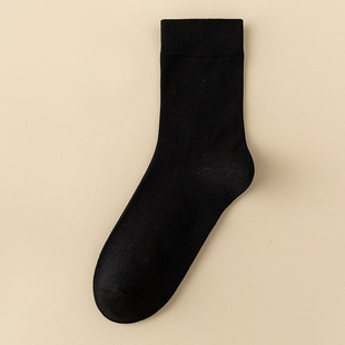 98% Cotton Mid Socks Spring and Autumn Cotton Women Socks Autumn and Winter Solid Color Combed Cotton Stockings Anti-Pilling Piled Socks