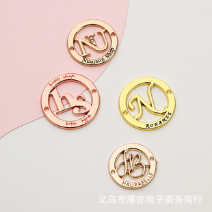 Clothing Round Zinc Alloy Tag Hollow Letter Logo Perforated Hardware Nameplate Wallet Metal Accessories Aluminum Sign