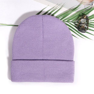 Amazon Explosions Autumn and Winter Fashion Solid Color Korean Style Turn-up Knitted Hat in stock Light Plate Acrylic Couple Casual All-match