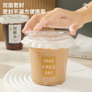 Internet celebrity disposable coffee cup milk tea cup transparent plastic cup cold drink packaging cup lemon tea commercial takeaway cup