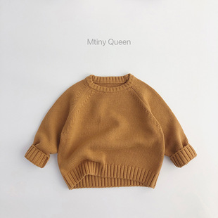 Close your eyes into ~ spring and autumn children's sweater Korean version of men's and women's treasure knitted retro pullover slat coat loose cotton