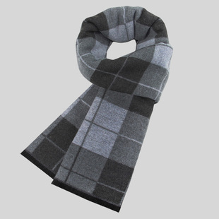 New Men's Scarf Wool Blended Winter Warm Fashion Plaid Scarf Men's Casual All-match Business Style Scarf