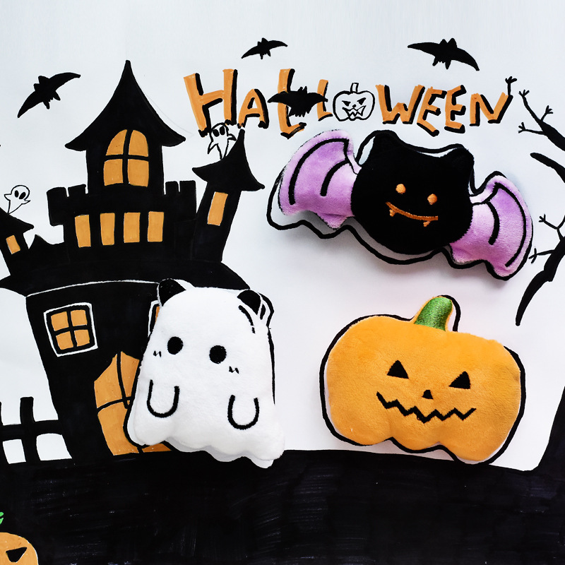 Cross-Border Cute Halloween Pet Toys Dog Plush Sound Toys Ghost Pumpkin Bat Puppy Toys