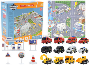 Children's Carpet Alloy Car Model Set Blind Box Huili Alloy Fire Truck Police Car Engineering Car Christmas Gift