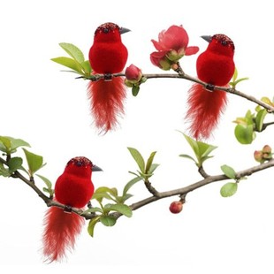 Amazon hot mini red simulation bird Robin Bird Garden gardening decorative bird a generation of hair