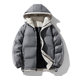 Cross-border Winter New Men's Trendy Hooded Thickened Cotton-padded Jacket Warm Fashion All-match Casual Hooded Cotton-padded Jacket