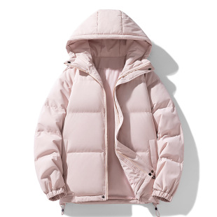 Autumn and Winter Solid Color Hooded Cotton Clothes Men's Couple's Hong Kong Style Fashionable Thickened Cotton-padded Jacket Warm Jacket Student Bread Clothes