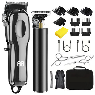 Cross-border Explosions Electric Hair Clipper suit Electric Clipper Digital Display USB Rechargeable Electric Clipper Carving Hair suit