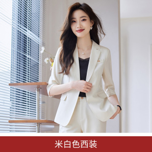 Summer Suit suit Jacket Women's Thin Cropped Sleeve 2024 New Casual Suit Business Wear Two-piece Pants