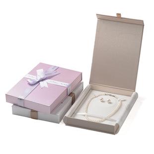 High-end feeling ribbon bow jewelry gift box mother's day gift pearl necklace jewelry storage jewelry packaging box