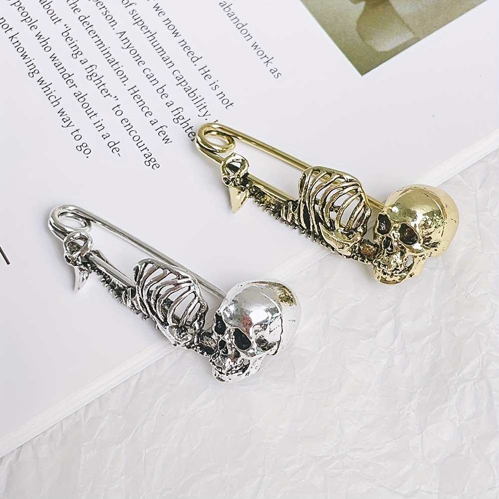 Cross-Border Skull Pin Punk Style Halloween Retro Dark Gothic Brooch Buckle Clothing Waist Accessories Wholesale