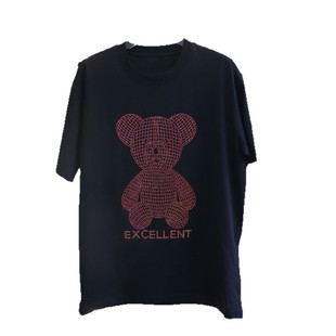 Gaojie Fashion European Toiling Brand Heavy Diamond Bear Net Red Get Bear Star Та же футболка с короткими рукавами плюс большой размер