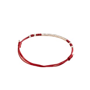 Shore S925 Серебряный браслет женский Бамбук красная веревка тканая проверка ног Ручная Веревка Регулируемый подарок