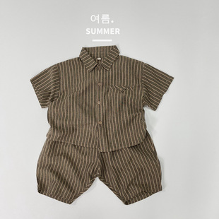 Kaqi Huangzi Japanese and Korean Style Children's Five-point Pants Shorts Summer New Thin Small and Medium-sized Children's Striped Pure Cotton Pants