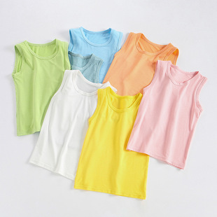 Summer 2023 Thin Candy Color Modal Vest for Children Baby Boys and Girls Solid Color Base Sling Small Vest