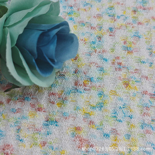 220g Colorful Polyester Waffle Jacquard Knitted Fabric Colorful Dot Waffle Cardigan Sweater Colorful Rack