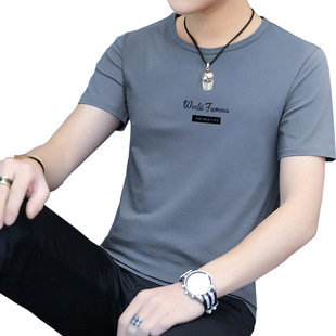 Summer Short-sleeved T-shirt Men's Stretch Handsome Casual Simple All-match Clothes Half-sleeved Men's Fashionable T-shirt Slim-fit