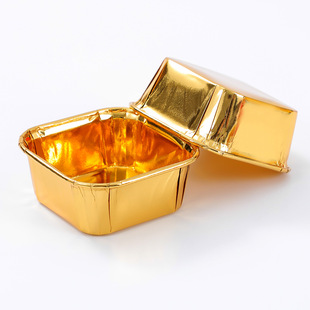New 50 thick square baking cake paper cups oil-proof high temperature gold and silver coated paper cake paper holder
