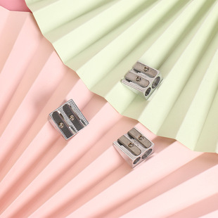 Manual inclined aluminum alloy double hole Pen pencil sharpener learning stationery pencil sharpener pencil sharpener wholesale