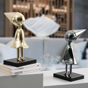 Modern Simple Cartoon Creative Character Electroplating Sitting Posture Crow Model Room Living Room Room Room Decorative Resin Ornaments