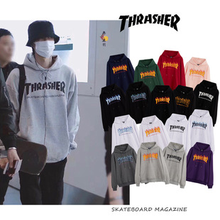 Autumn 2024 New American Classic Flame Hooded Sweatshirt Men's Round Neck Loose Couple Hooded Jacket Instagram Style Trendy