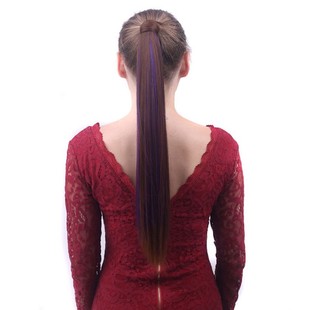 Europe and the United States long wig ponytail spot wholesale long straight hair hook and loop ponytail chemical fiber wig ponytail