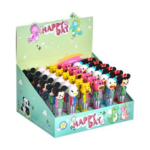 Cute donut mini four-color ballpoint pen girls high color value multi-color hand account marking pen student stationery wholesale