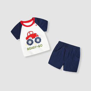 Baby Short-sleeved Shorts suit Summer Western Style Pure Cotton Thin Baby Summer Clothes for Boys Children Two-piece Fashionable Suit