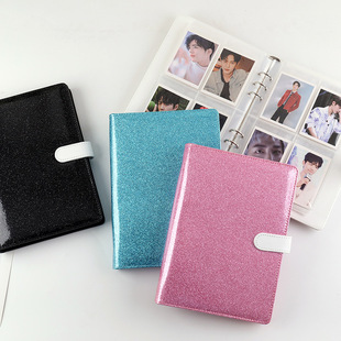 Gypsophila leather magnetic deduction sticker storage book A5 loose-leaf Japanese sticker hand account storage book photo album 3 inch 5 inch
