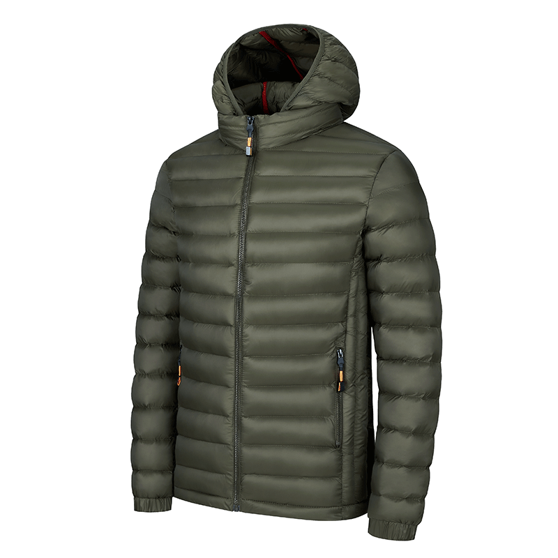 Spot cross-border Amazon supply 2023 new autumn and winter feather cotton-padded jacket plus velvet men's hooded collar men's coat