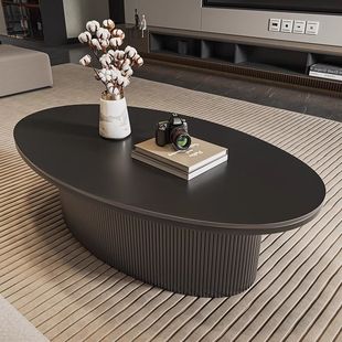 Italian Style Minimalist Light Luxury Living Room Household Rock Board Coffee Table Oval High-end Small Apartment Simple Modern Designer