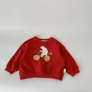 Maibao children's casual sweater 2024 spring new boys and girls cute top cartoon printed fashion