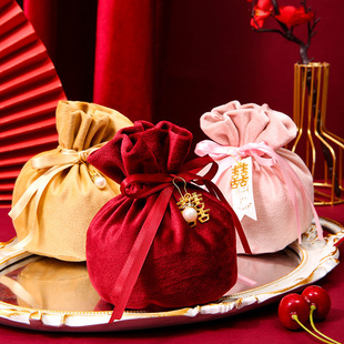 Internet Celebrous Wedding Candy Bag Special Wedding Candy Bag with Peanut Candy Bag Portable Velvet Cloth Candy Gift Box