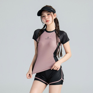 2024 new split swimsuit women's contrast color sports conservative slimming fashionable beach hot spring vacation swimsuit
