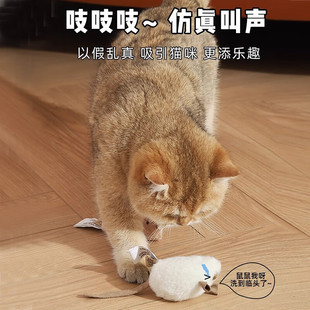 Cat Toy Self-hi Soothing Artifact Electric Simulation Mouse Voice Kitten Kitten Kitten Supplies afp Cat Teaser Stick